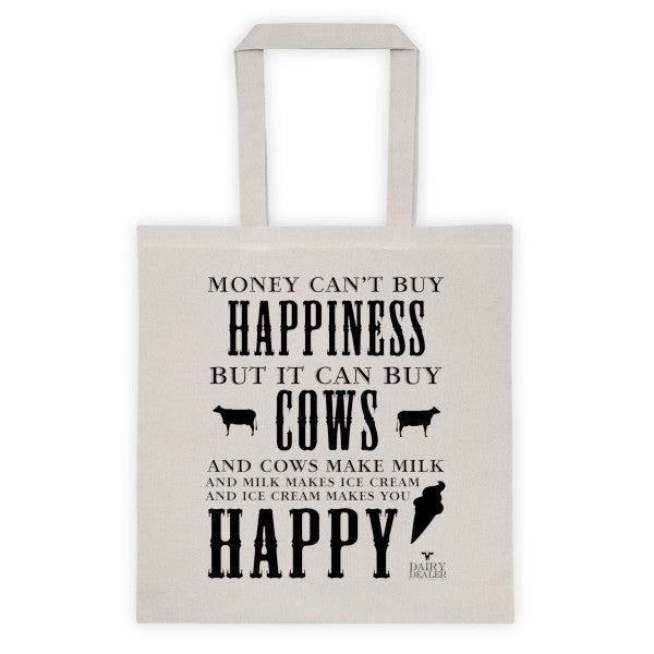 Happiness, Cows and Ice Cream Tote bags